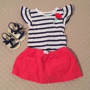Carter’s Rose Bud Top with Red Skort. 6 months